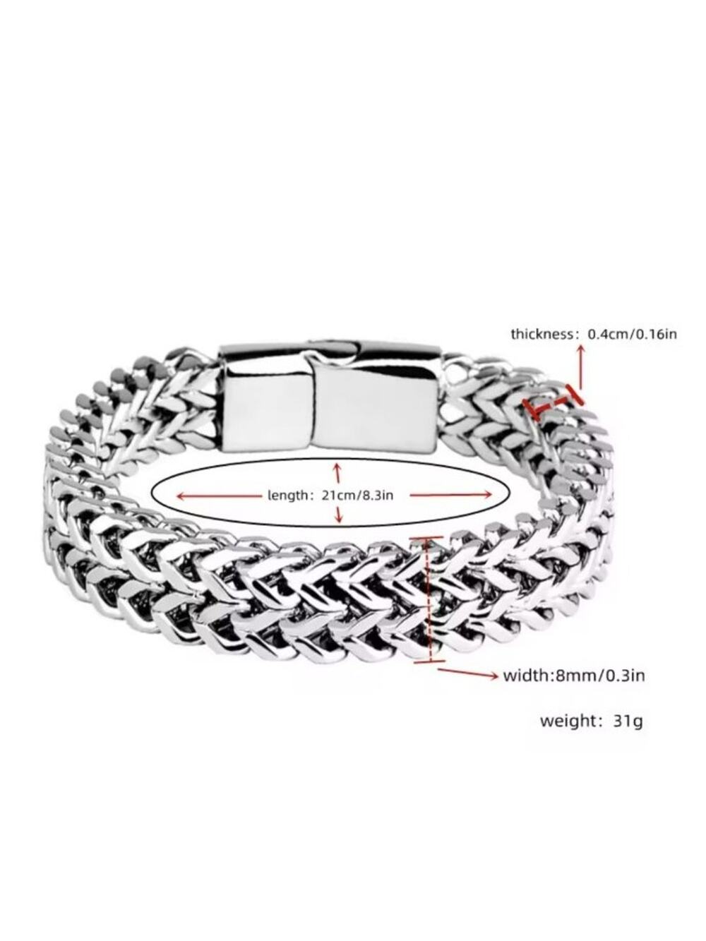 Silver Plated Braided Chain Bracelet 10mm Men's Fashion Birthday Anniversary